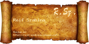 Reif Szabina névjegykártya